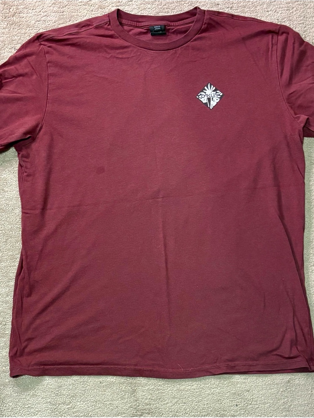 Oakley Men's Maroon Short Sleeve Crew Neck T-Shirt with Logo